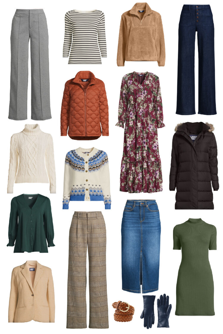 a collage of 16 items from the Fall New Arrivals at Lands' End