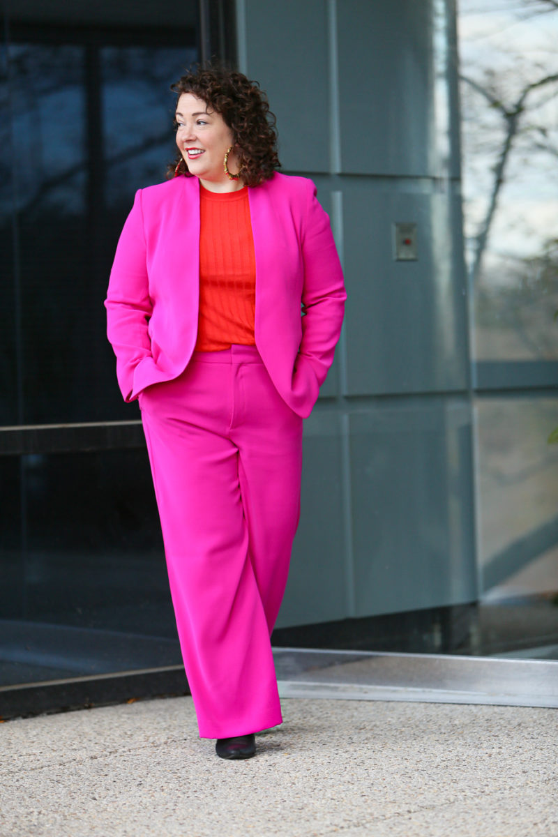 pink pantsuit