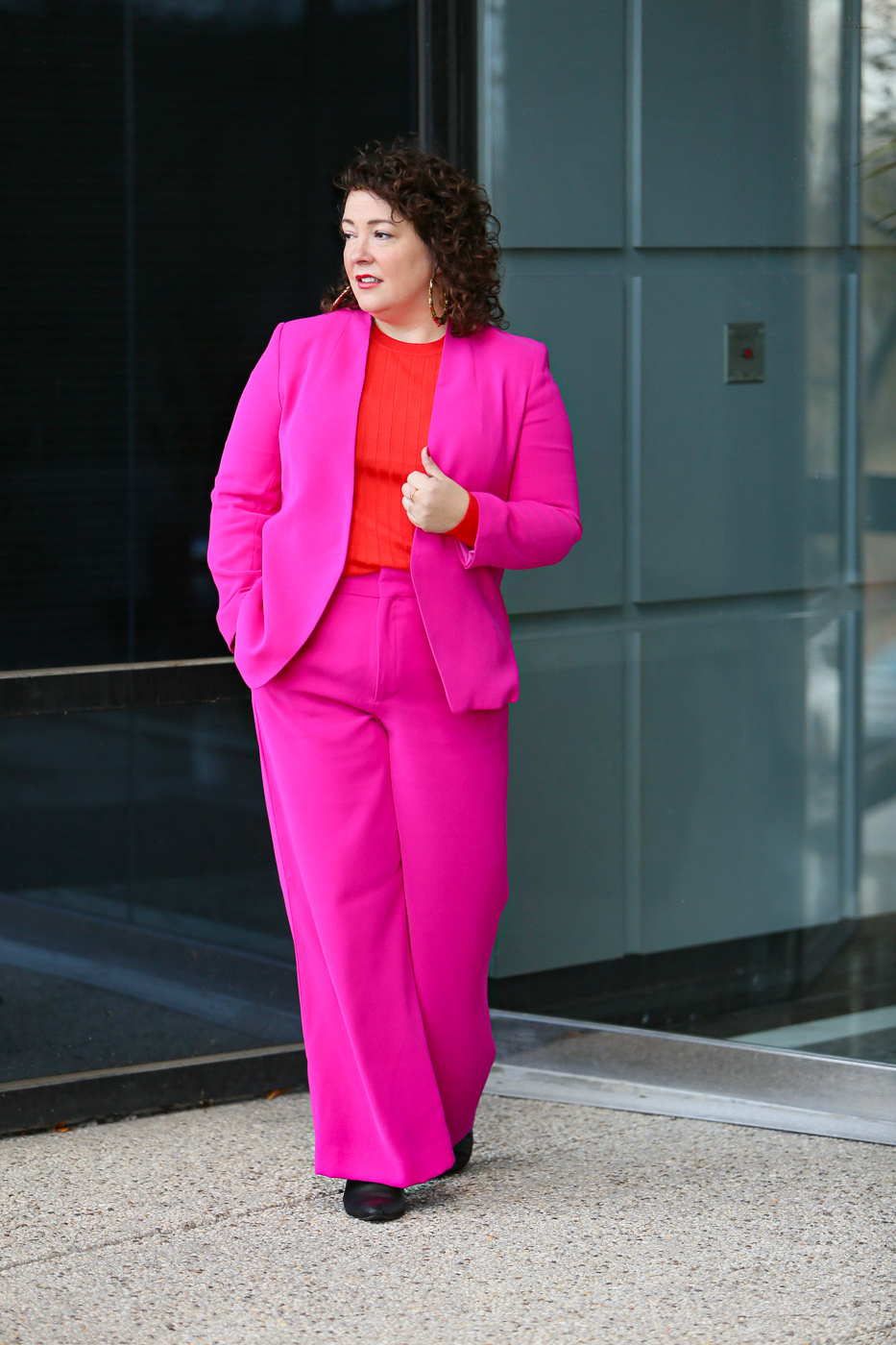 pink pantsuit