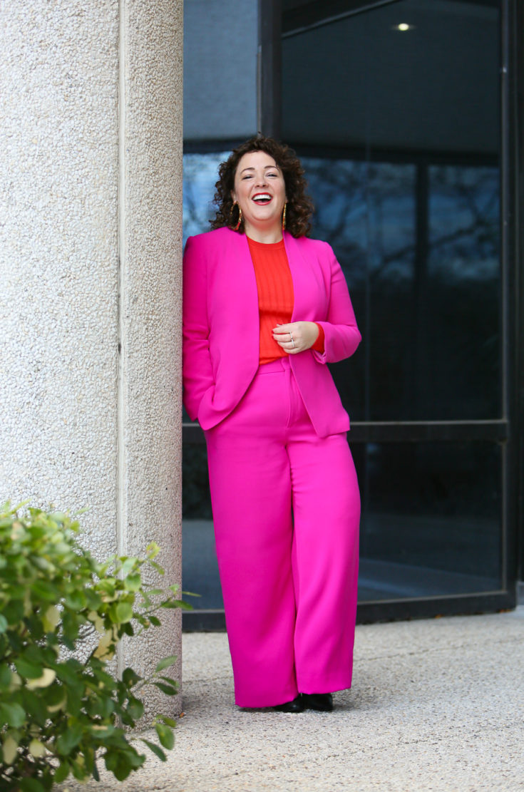 pink pantsuit