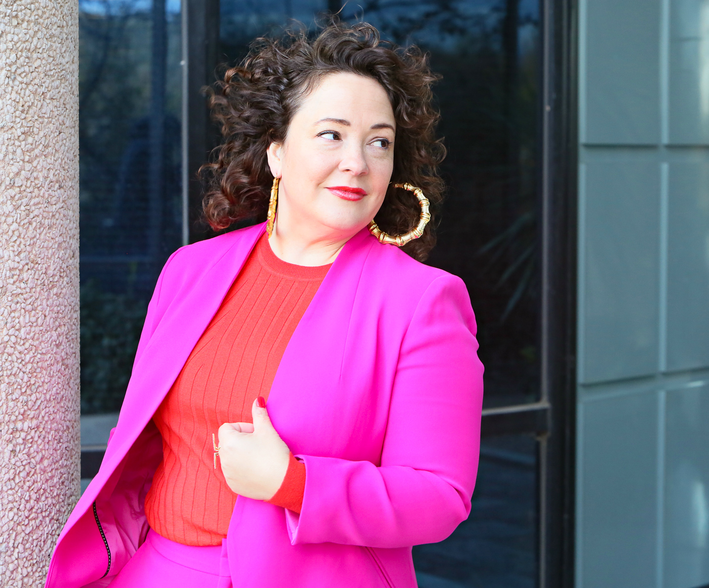 pink pantsuit