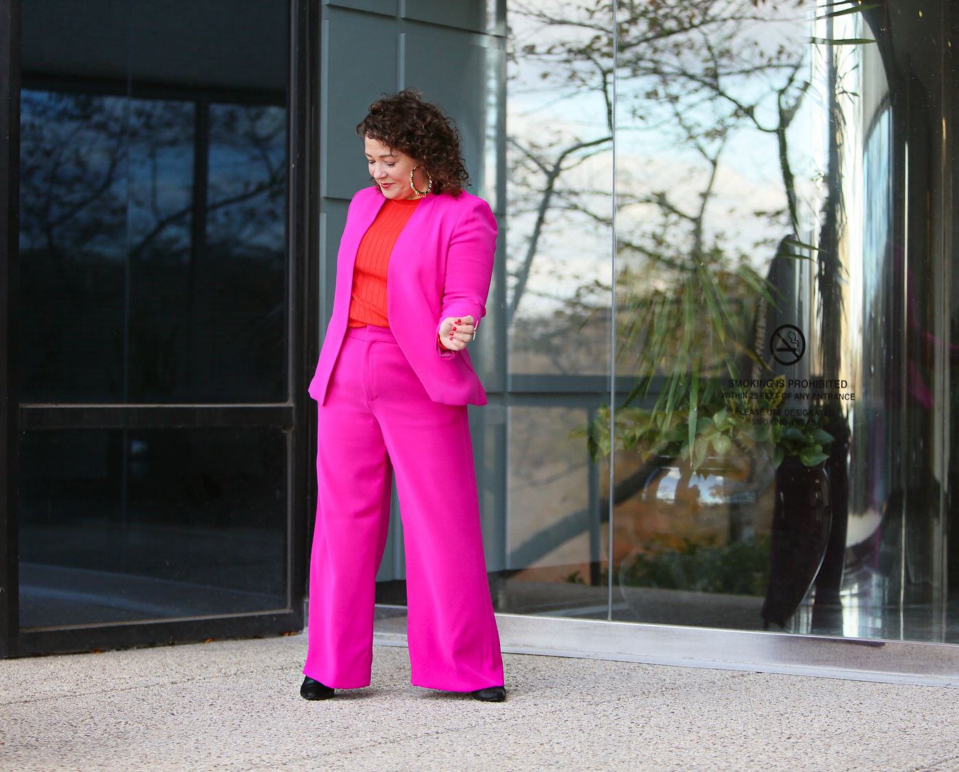 pink pantsuit