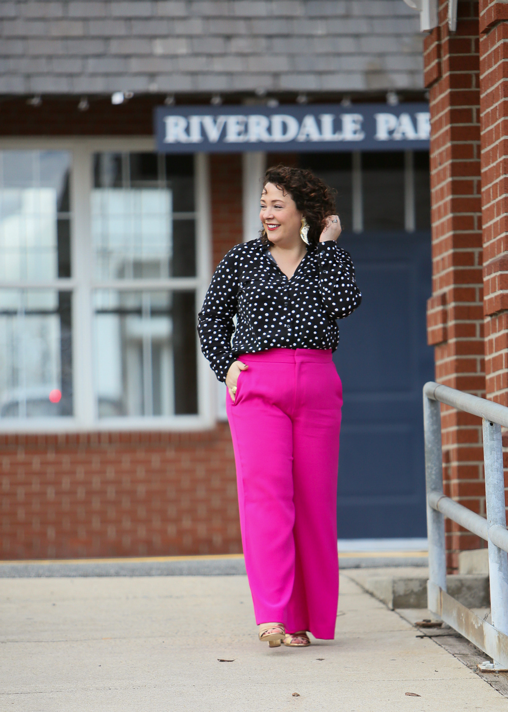 hot pink wide leg trousers