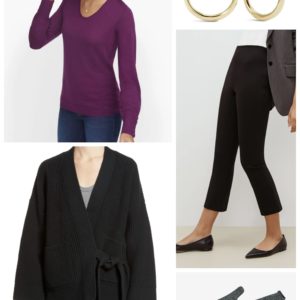 Black and Berry with a Madewell cardigan over a Talbots lightweight merino v-neck