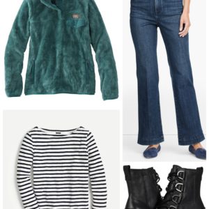 Target Run outfit with Talbots flared jeans, Sorel Cate Boots and an LL Bean Fleece