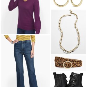 Accessories for Out and About using a gold Baublebar Hera Link necklace and leopard calfhair belt