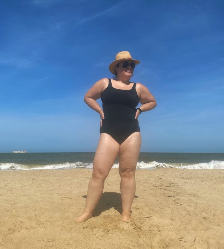 Women's Lands' End Mastectomy UPF 50 Tummy Control Cap Sleeve One-Piece  Swimsuit