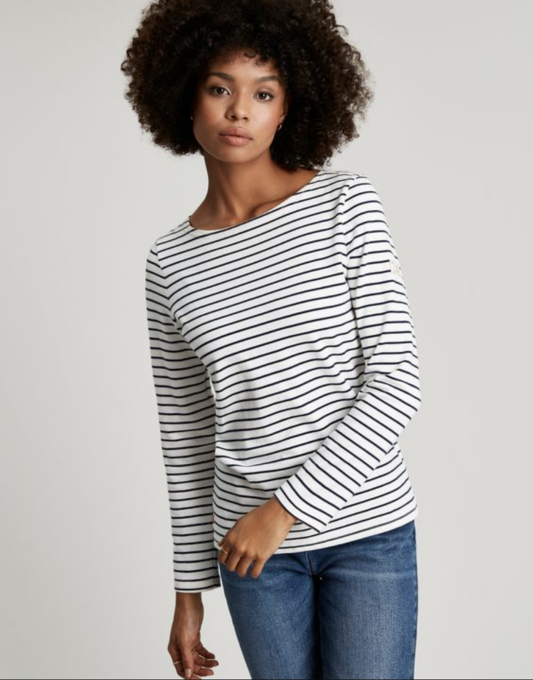 attractive woman with large breasts in a striped shirt, Stock