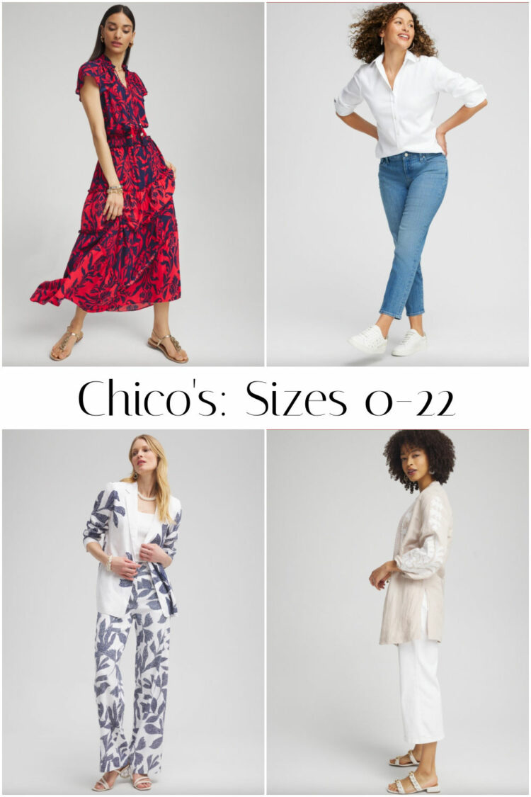 a collage of four looks from Chico's