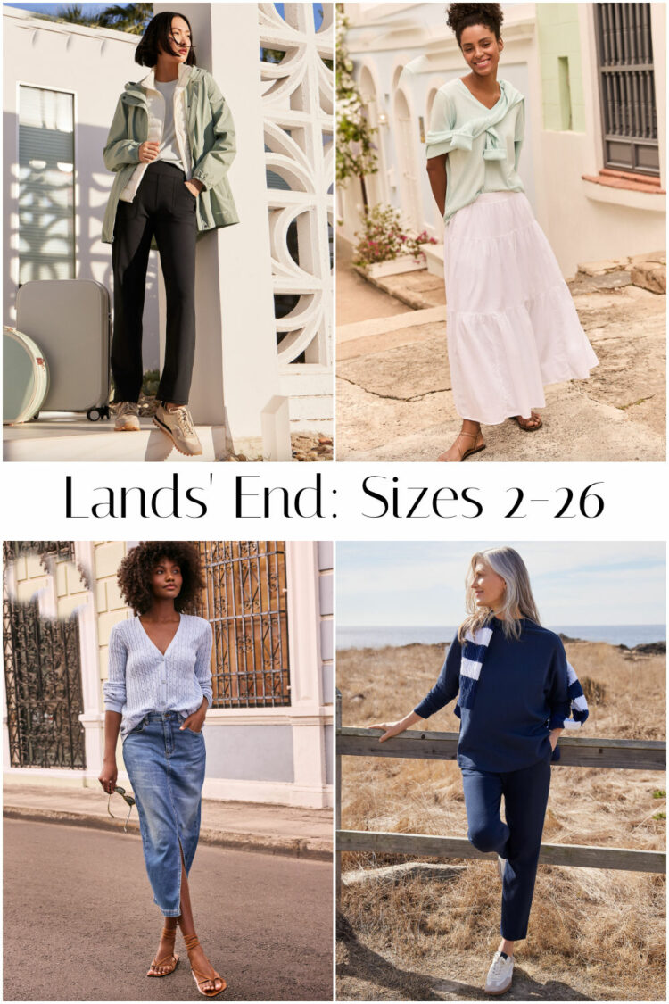 a collage of four looks from Lands' End