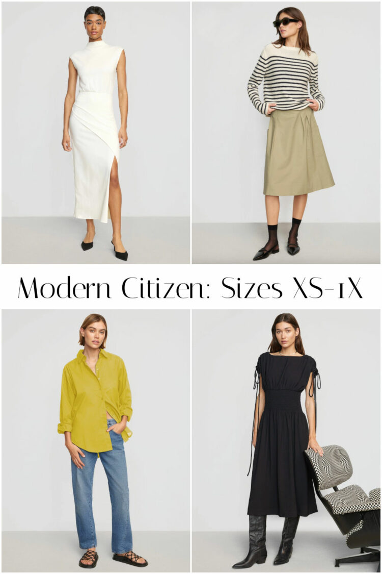 a collage of four looks from the fashion brand Modern Citizen