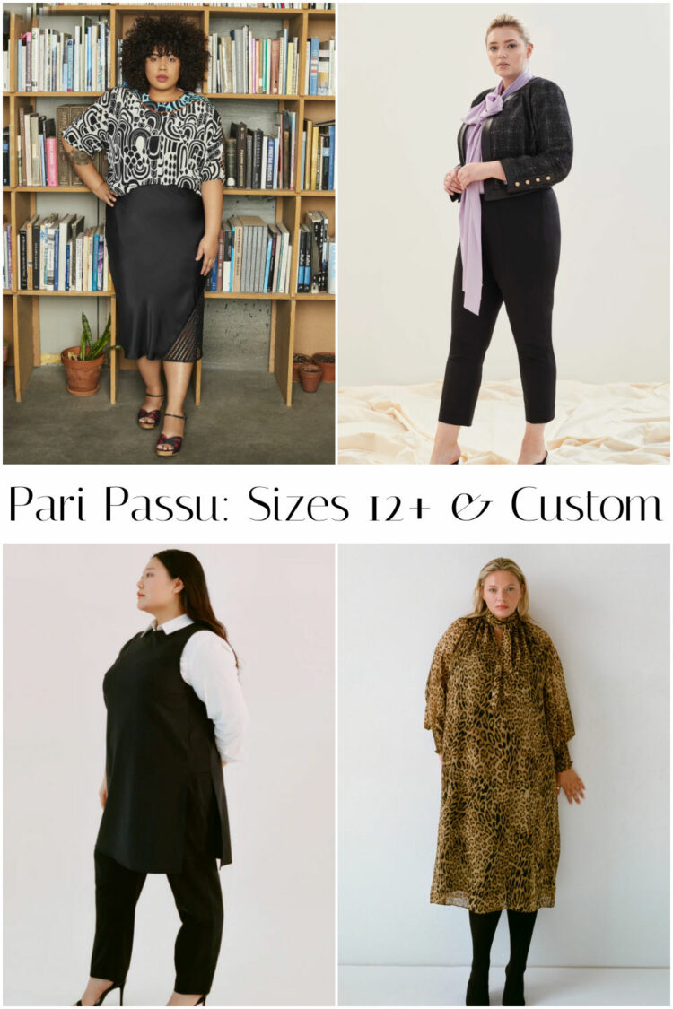 a collage of four looks from Pari Passu, a plus size fashion brand