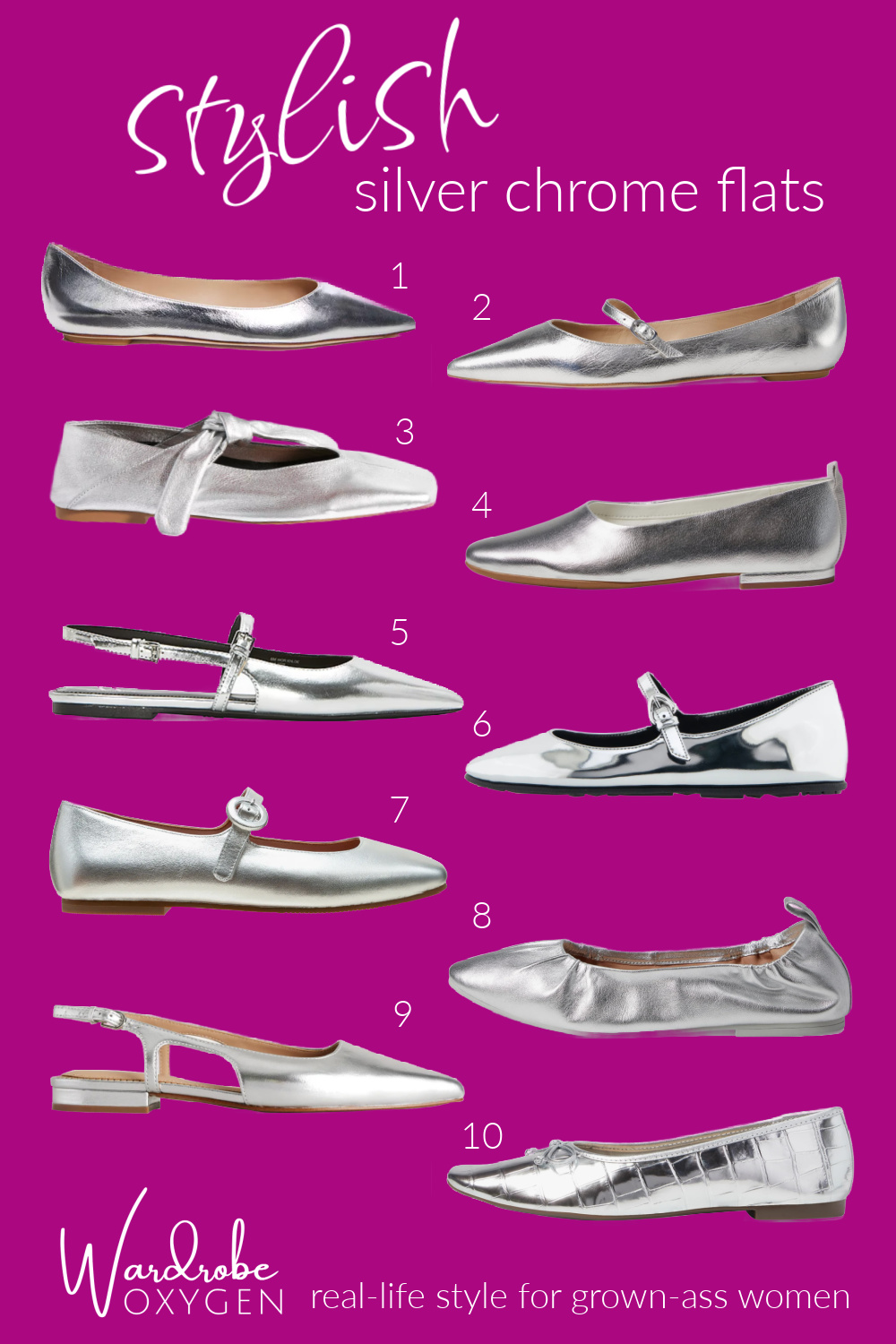 30 Stylish Silver Chrome Shoes For 2024 Wardrobe Oxygen   Stylish Silver Chrome Flats 2024 