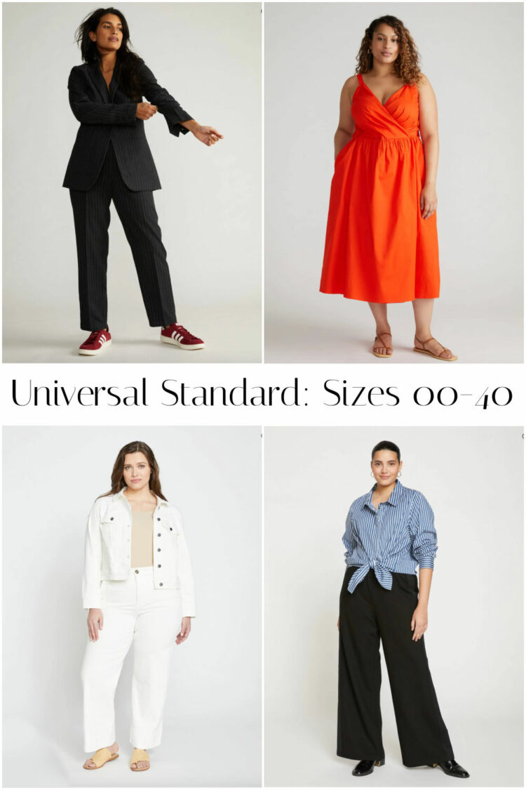 a collage of four looks from Universal Standard
