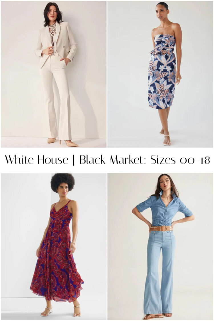 a collage of four looks from White House | Black Market