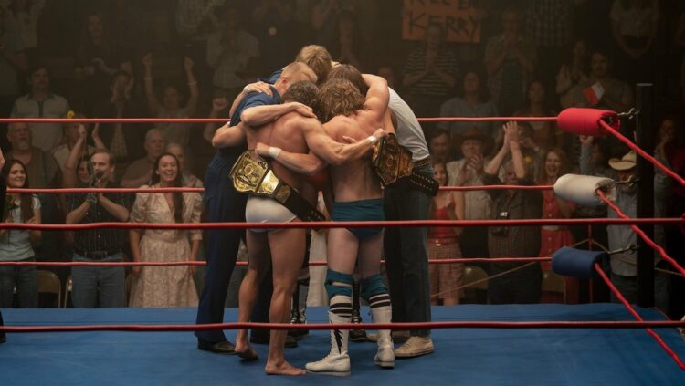 the iron claw brothers hugging in the ring