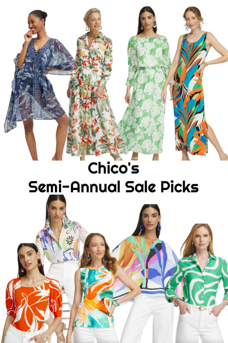 collage of items in the chicos semi annual sale