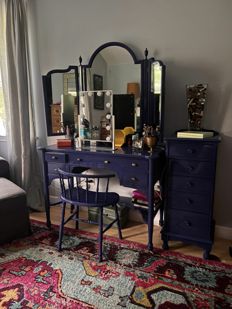 starry night blue lacquered dressing table by unique by ruth