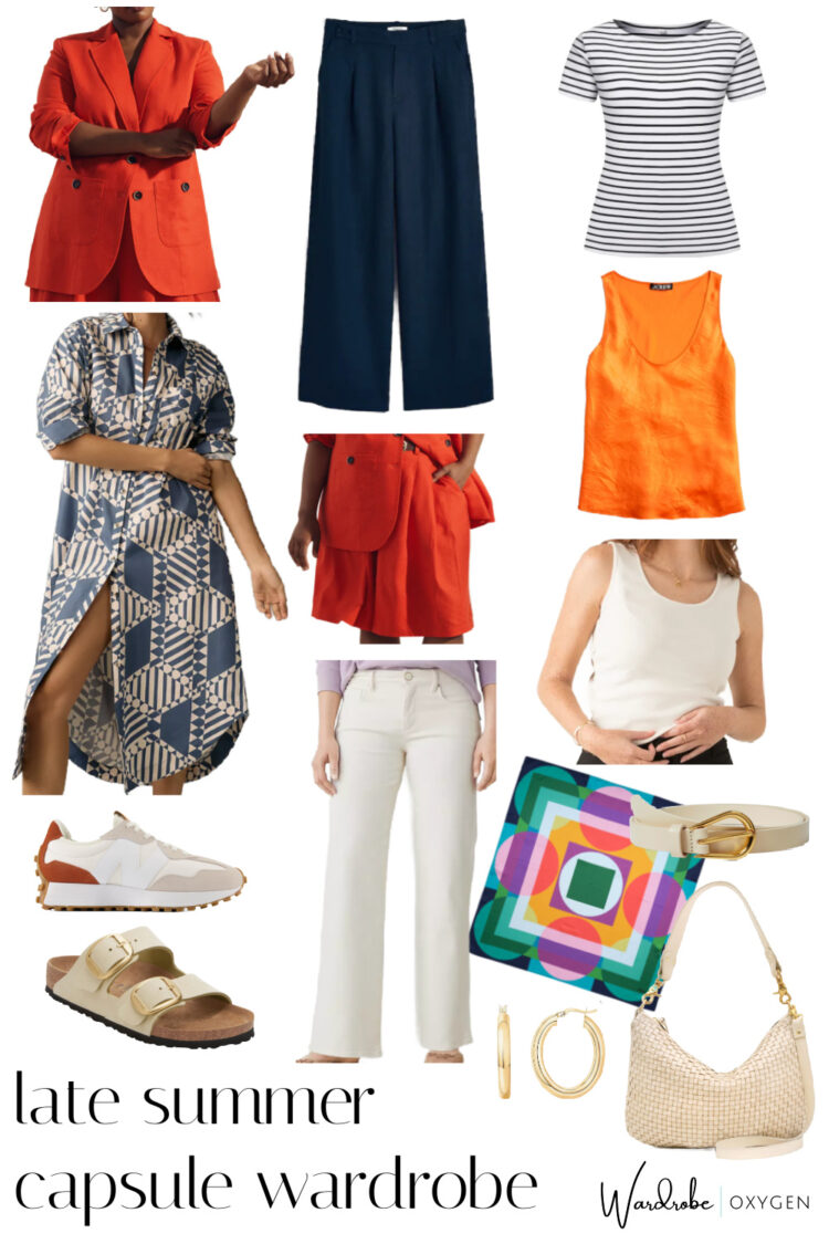 late summer capsule wardrobe with color