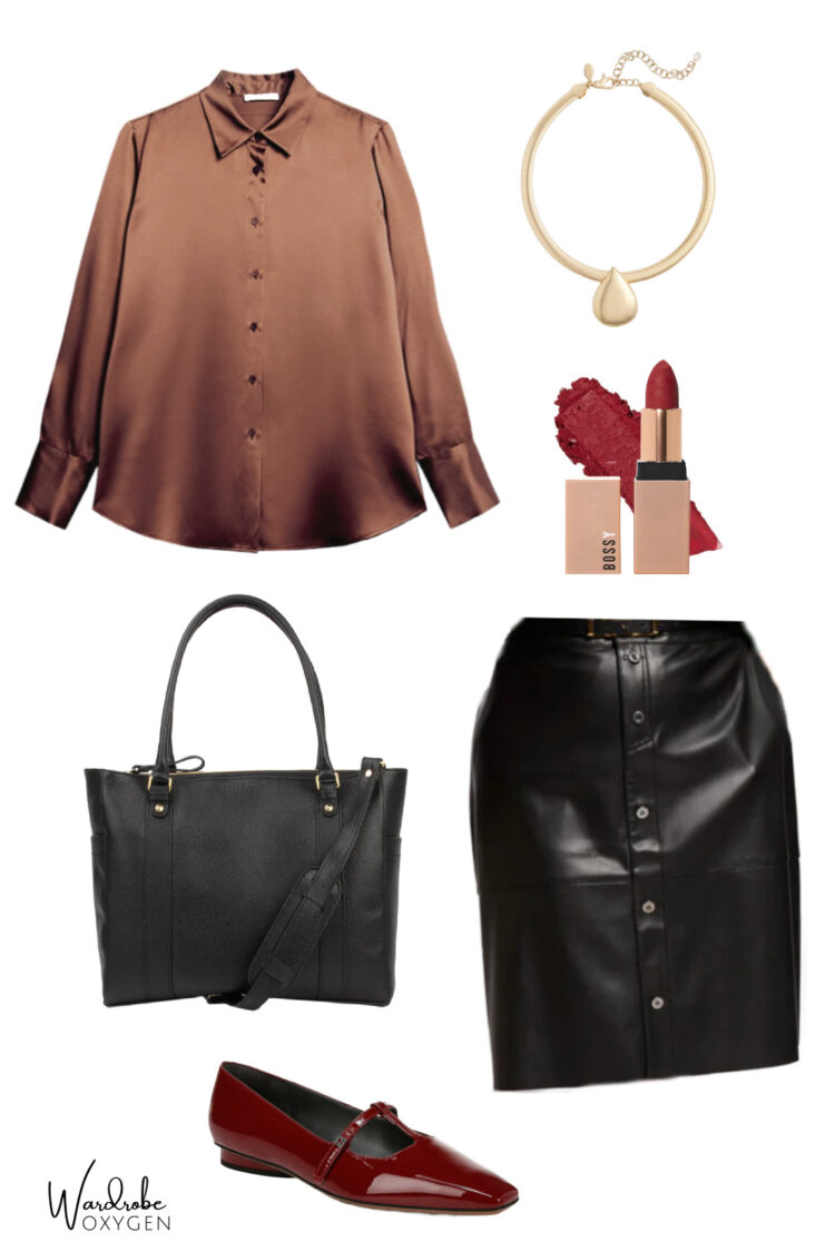 how to style a leather skirt for work