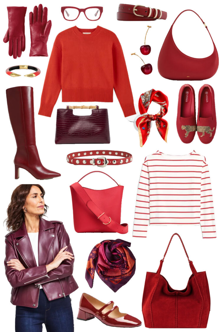 how to style red accents for fall 2024 collage