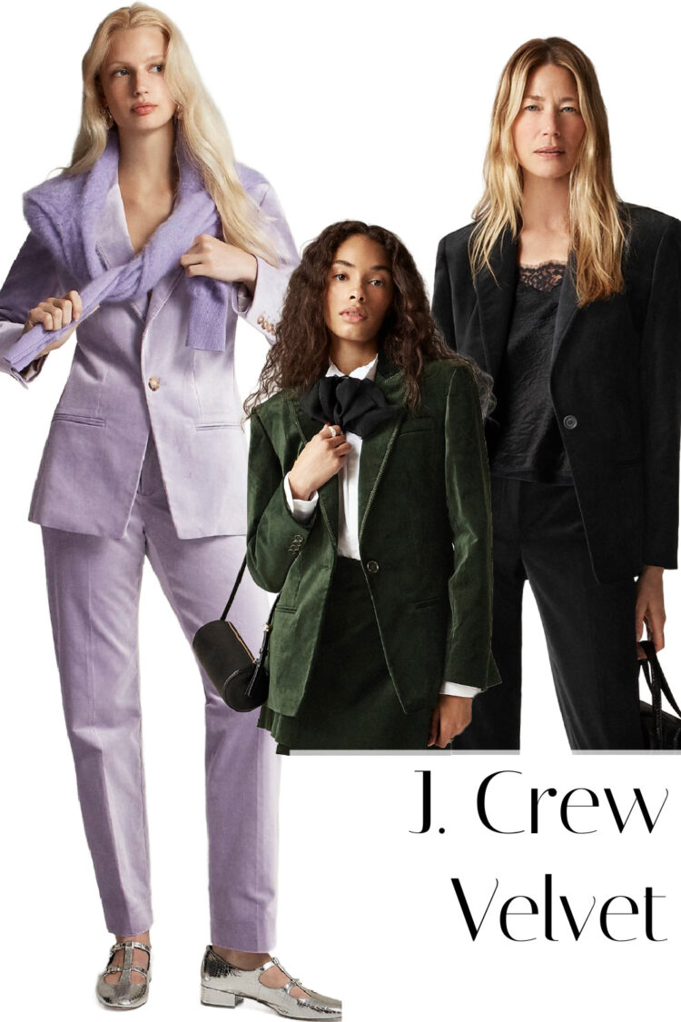 j.crew velvet suiting