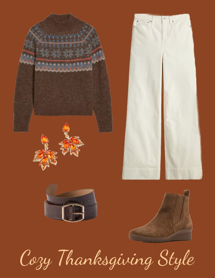 a cozy and comfortable collage of an outfit for Thanksgiving