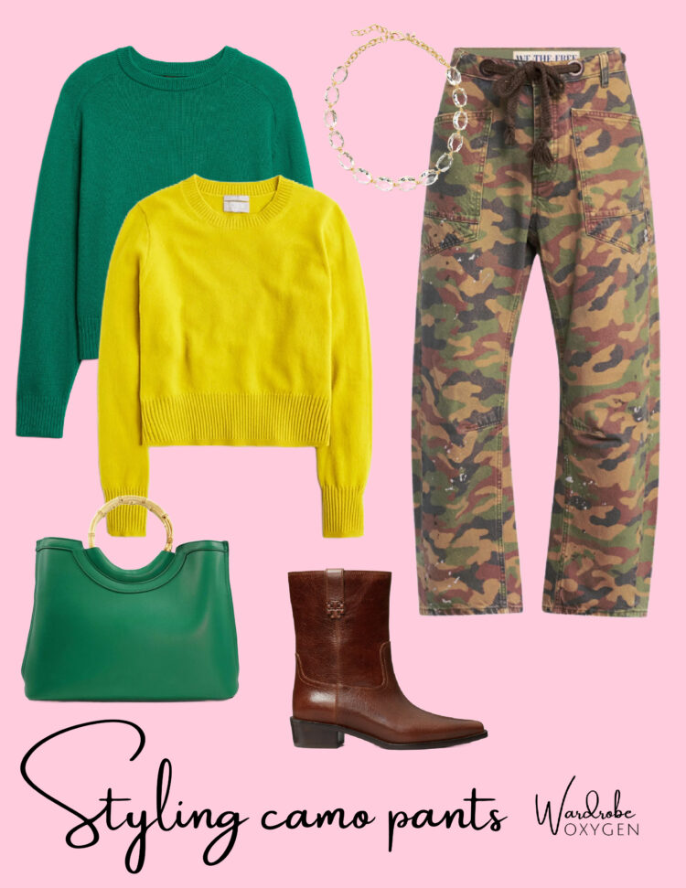 styling camo pants in a preppy manner