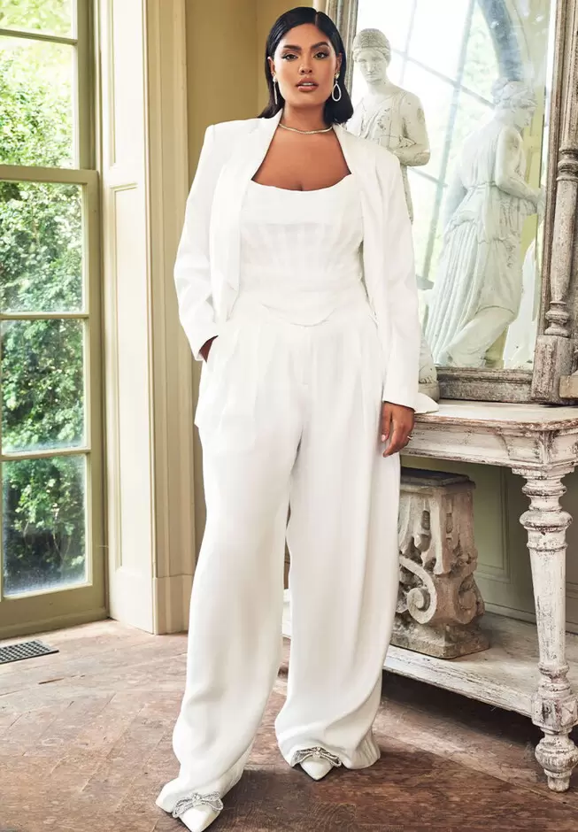 white plus size womens pantsuit