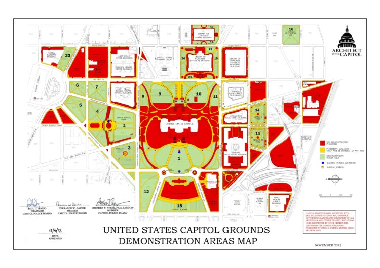 United States Capitol Grounds Demonstration Areas Map