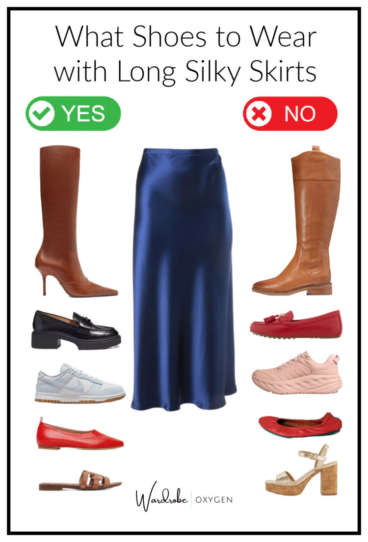 what shoes to wear with silky long bias skirts