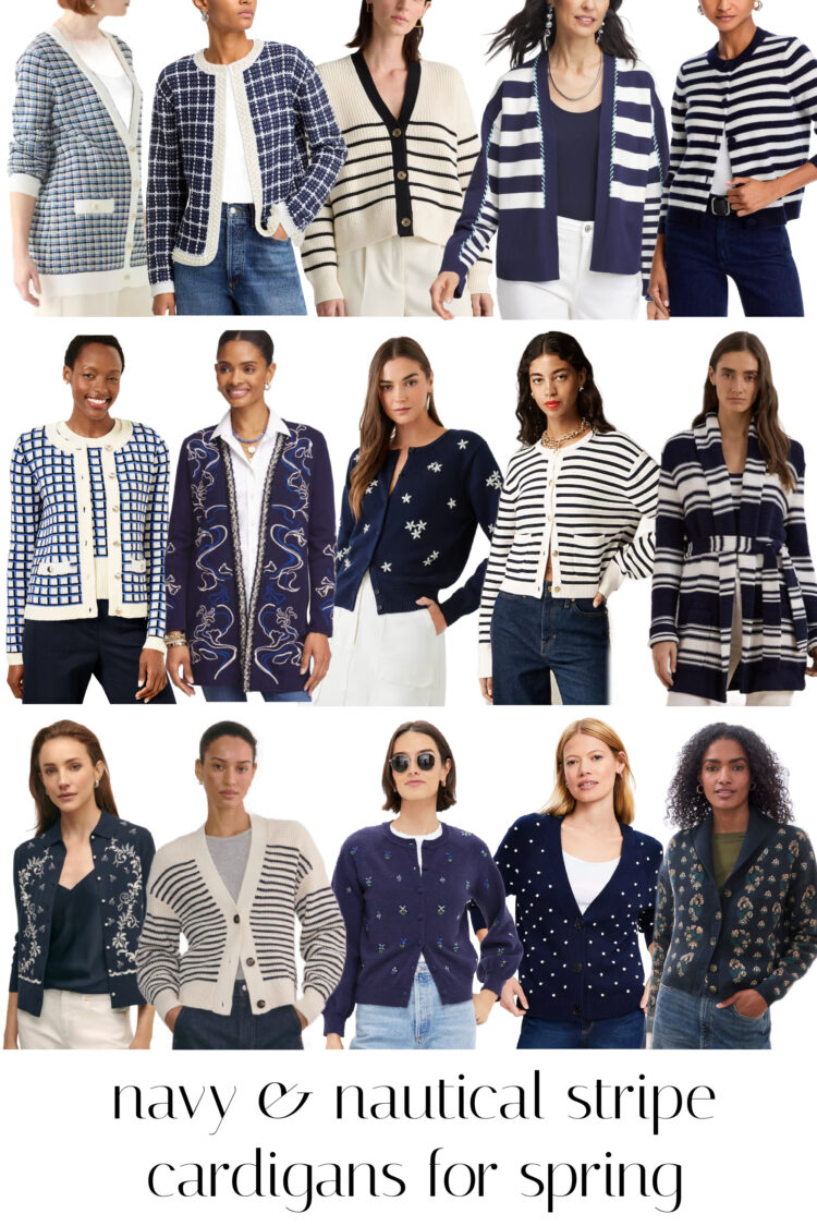 15 navy and nautical stripe cardigans for spring