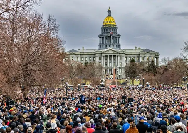 Over 34,000 people in Denver, Colorado's Civic Center Park on March 21, 2025 protesting the Trump Administration