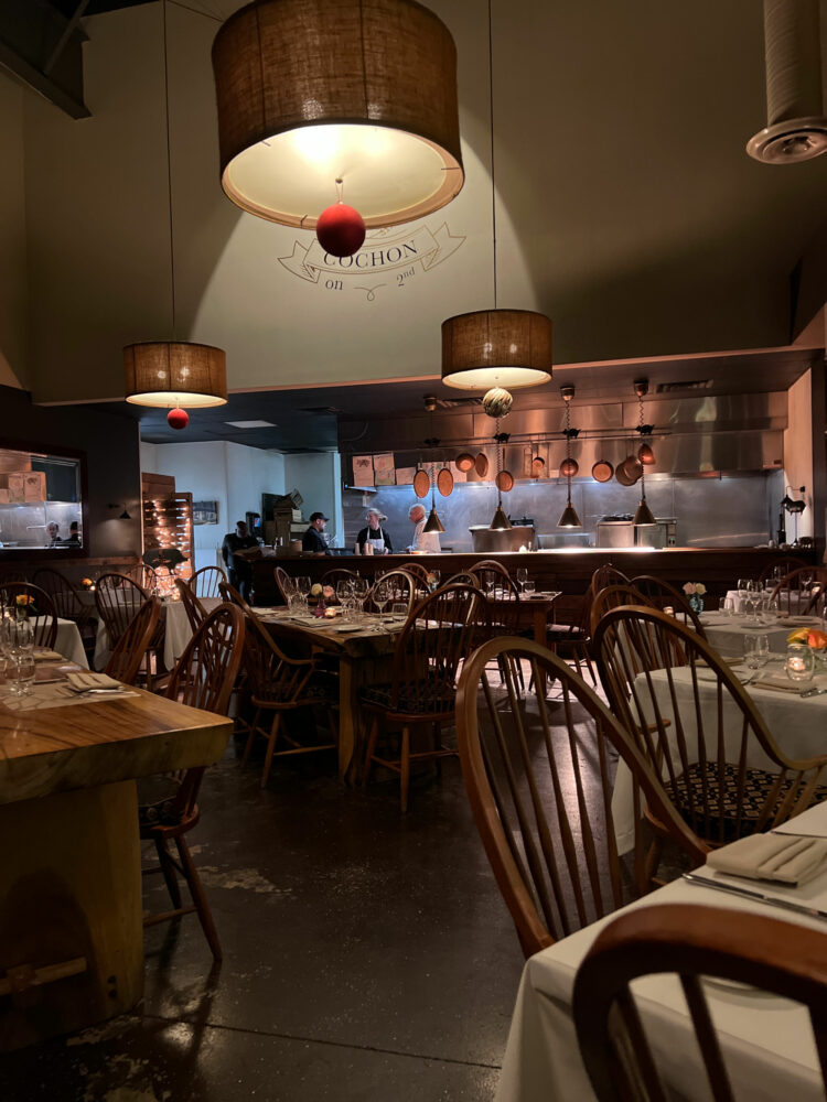 The interior of the restaurant Cochon on 2nd in Williamsburg, Virginia