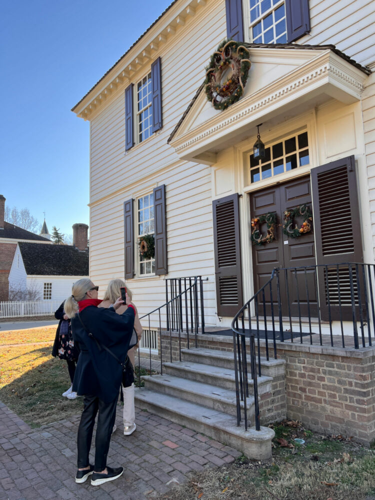 Checking out the historically accurate holiday decor in Colonial Williamsburg when visiting in December