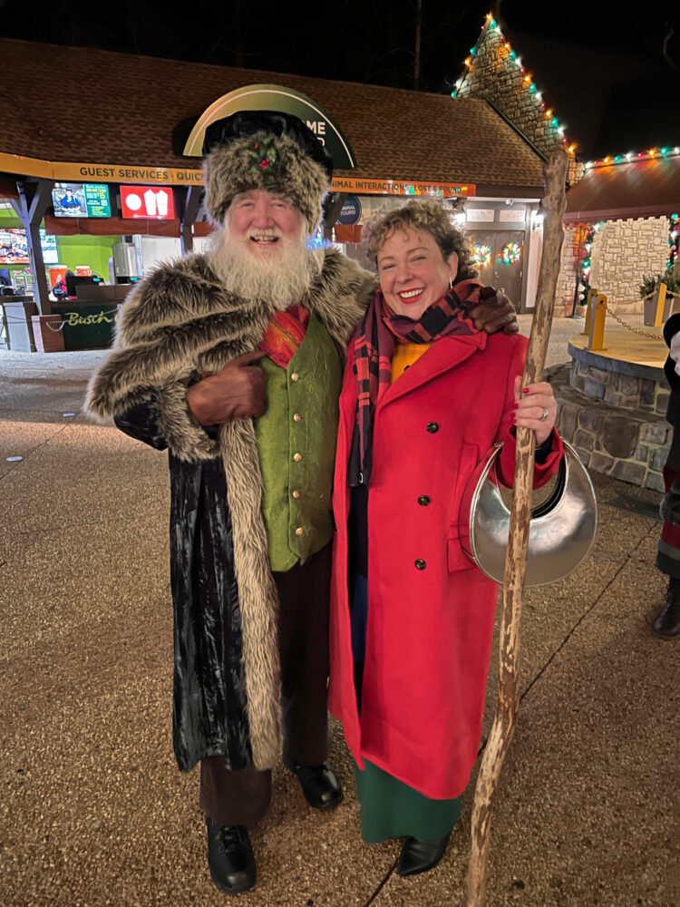 posing with santa at busch gardens christmas town